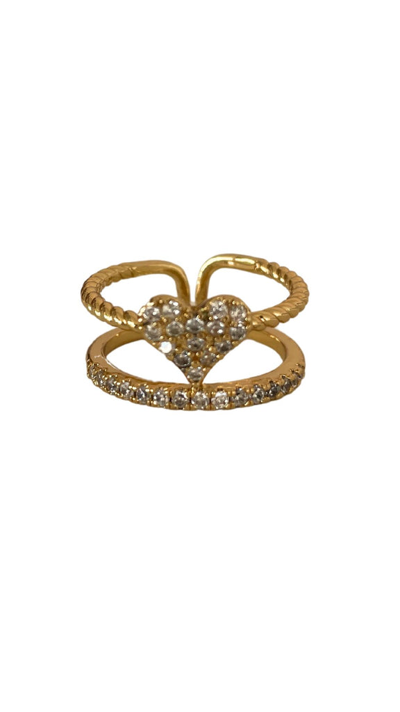 CZ Heart Stack Ring